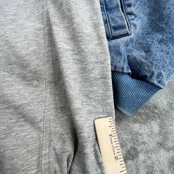 Basic Bomber Jean Trucker Jacket Men's XL Blue Denim Hooded Snap Button RN 90163 - Picture 13 of 16